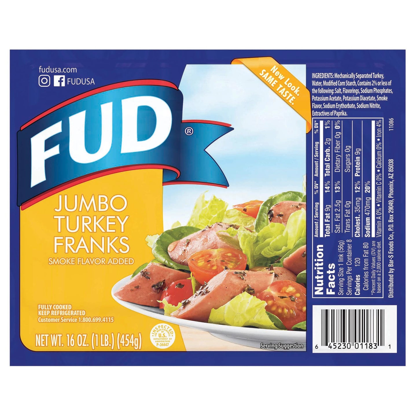 FUD Jumbo Turkey Franks 16oz Case