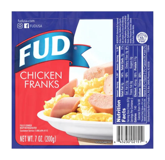 FUD Chicken Franks 7oz Case