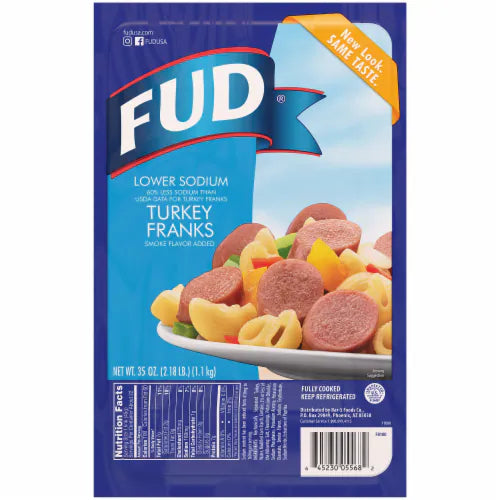 FUD Turkey Franks Low Sodium 2.5Lbs Case