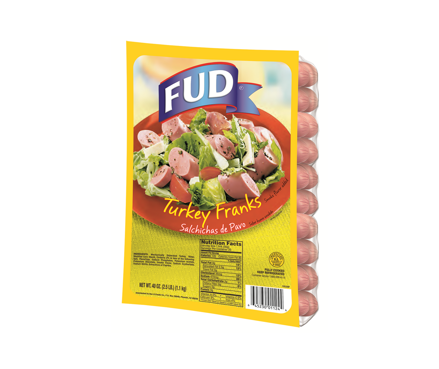 FUD Bulk Turkey Franks 2.5lbs. Case