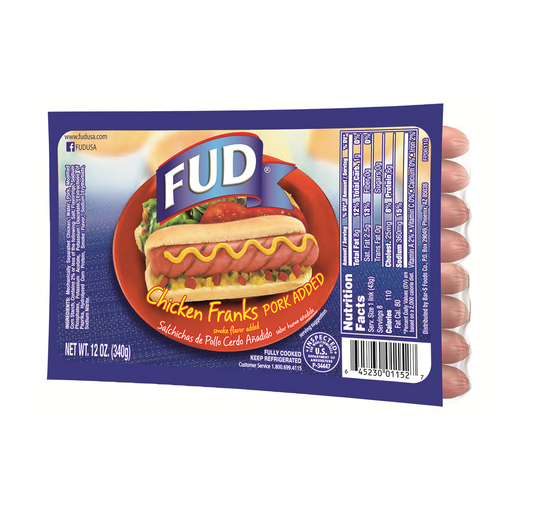 FUD Classic Hot Dogs Franks 12oz Case