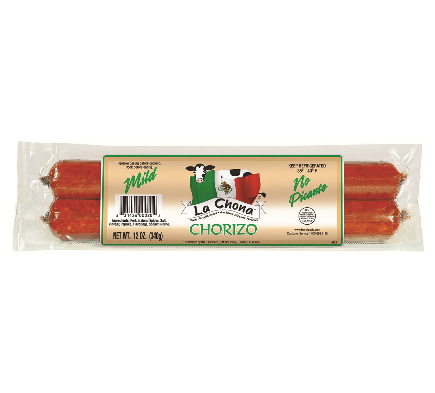 LaChona Mild Chorizo 12oz Case