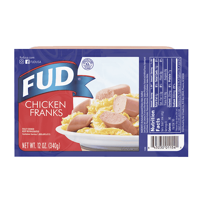 FUD Classic Chicken Franks 12oz Case