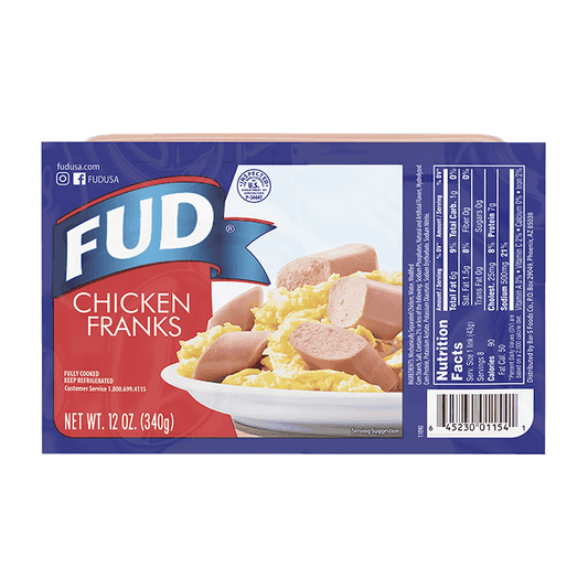 FUD Classic Chicken Franks 12oz Case