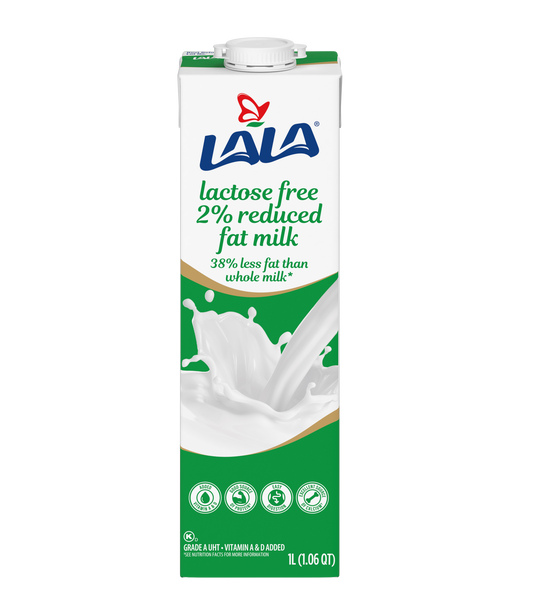 LALA UHT Milk 2% Lactose Free 1L Case