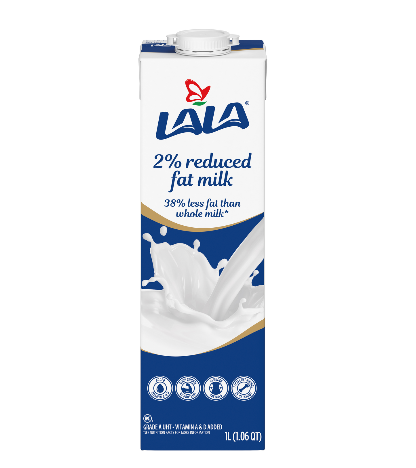 LALA UHT Milk 2% Reduced Fat 1L Case