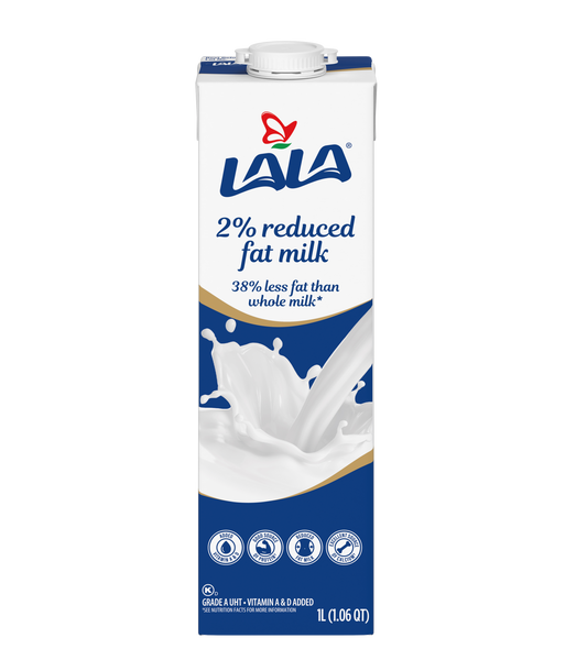 LALA UHT Milk 2% Reduced Fat 1L Case